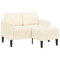 2-zitsbank met ligstoel L-vormig crmekleurig 125 cm linnen