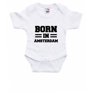 Born in Amsterdam cadeau baby rompertje wit jongen/meisje 92 (18-24 maanden)  -