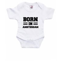 Born in Amsterdam cadeau baby rompertje wit jongen/meisje 92 (18-24 maanden)  - - thumbnail