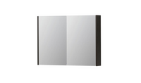 INK SPK2 spiegelkast met 2 dubbelzijdige spiegeldeuren, 4 verstelbare glazen planchetten, stopcontact en schakelaar 100 x 14 x 73 cm, intens eiken