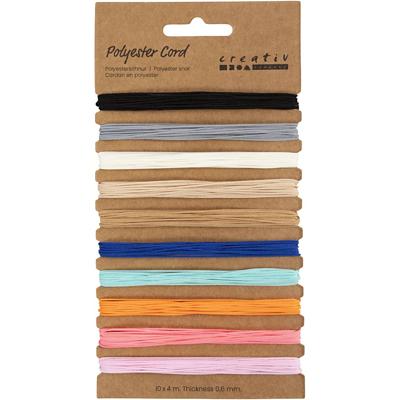 Creativ Company Polyester koord, dikte 0,6 mm, diverse kleuren, 10x4 m/ 1 doos Creativ Company Polyester koord, dikte 0,6 mm, diverse kleuren, 10x4 m/ 1 doos