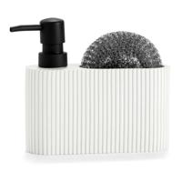 2-in-1 zeepdispenser voor het aanrecht Andrea House CC71086 Hars Polyresin 16 x 5 x 15 cm Schuurspons Wit