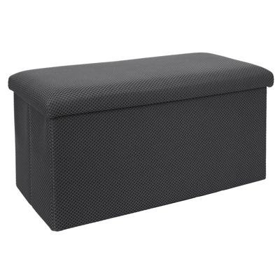 Poef/hocker opvouwbaar Atome - stof - opbergbox - grijs - 2 persoons - 76 x 38 x 38 cm