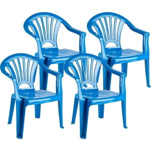 8x stuks kinderstoelen blauw kunststof 35 x 28 x 50 cm