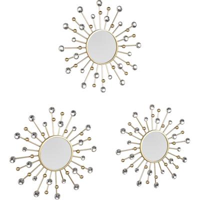 Spiegel Set - Trion Melis - Ø25.5cm - 3 Stuks Hangspiegels in Frame - Metaal - Goud
