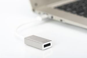 Digitus DA-70844 DisplayPort / USB 3.2 Gen 1 (USB 3.0) Adapter [1x USB 3.2 Gen 1 stekker C (USB 3.0) - 1x DisplayPort bus] Aluminium-zilver Afgeschermd 20.00 cm