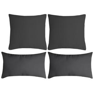 Stof Textile sierkussen Nelson - 4x - donkergrijs - 2 formaten - polyester