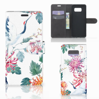 Samsung Galaxy S8 Plus | Telefoonhoesje | Met pasjeshouder | Bird Flowers