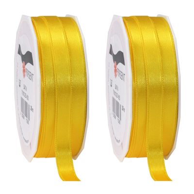 3x Luxe hobby/decoratie gele satijnen sierlinten 1 cm/10 mm x 25 meter