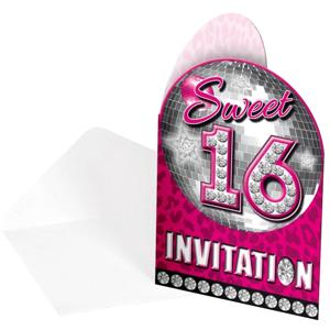 Uitnodigingen Sweet 16 - 16x st - roze - 16e verjaardag uitnodigingskaarten