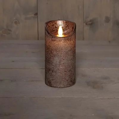 Anna&apos;s Collection LED kaars flame effect rustiek 7.5x15cm brons 1 stuks