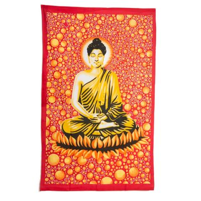 Authentiek Wandkleed Katoen Boeddha Rood/Oranje (210 x 130 cm)