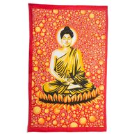 Authentiek Wandkleed Katoen Boeddha Rood/Oranje (210 x 130 cm)
