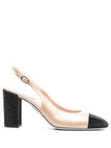 René Caovilla 80mm two-tone rhinestone-embellished pumps - Tons neutres