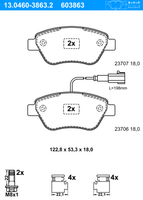 Remblokkenset, schijfrem ATE, u.a. fÃ¼r Fiat, CitroÃ«n, Alfa Romeo, Peugeot