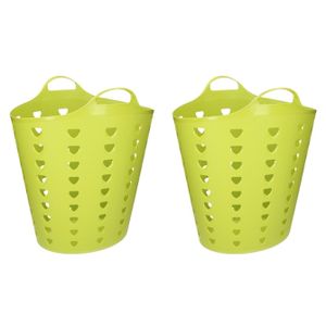 Set van 2x stuks groene wasmand flexibel 60 liter