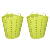 Set van 2x stuks groene wasmand flexibel 60 liter