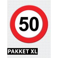 Feestartikelen pakket XL - 50 jaar - Verkeersbord - 50e verjaardag/jubileum versiering