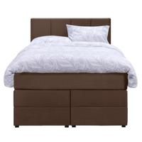 Leen Bakker - Boxspring Met Opbergruimte Liv Geblokt - 120x200 Cm - Stof/Velvet - Bruin