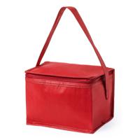 Kleine mini koeltas voor lunch of sixpack blikjes - rood - 21 x 15 x 15 cm - draagriem