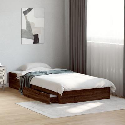 Bedframe met lades bewerkt hout bruin eikenkleurig 90x200 cm