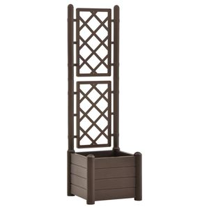 vidaXL Plantenbak met latwerk 43x43x142 cm PP mokka