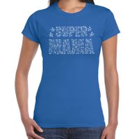 Glitter Super Mama t-shirt blauw Moederdag cadeau rhinestones steentjes voor dames - thumbnail