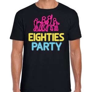 Verkleed T-shirt voor heren - eighties party - zwart - neon - jaren 80/80s - foute party - carnaval