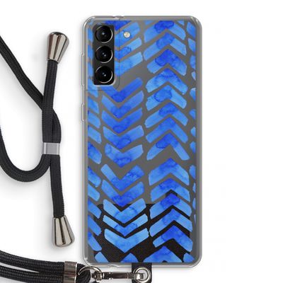 Blauwe pijlen: Samsung Galaxy S21 Plus Transparant Hoesje met koord
