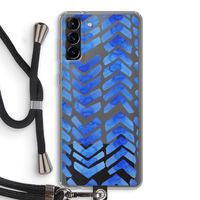 Blauwe pijlen: Samsung Galaxy S21 Plus Transparant Hoesje met koord