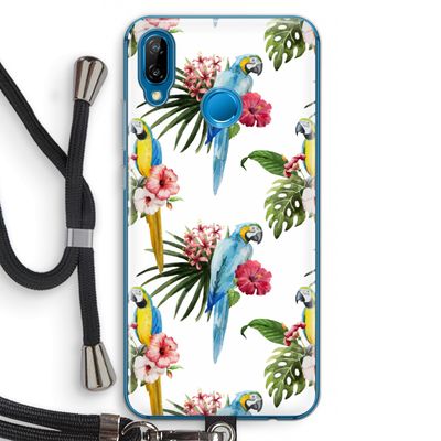 Kleurrijke papegaaien: Huawei P20 Lite Transparant Hoesje met koord