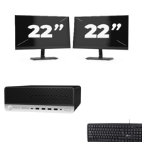 HP ProDesk 600 G5 SFF - Intel Core i5-9e Generatie - 8GB RAM - 256GB SSD - Windows 11 + 2x 22 inch Monitor
