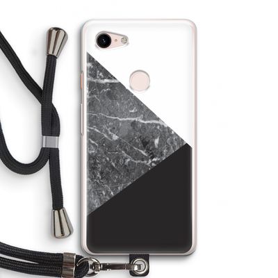 Combinatie marmer: Pixel 3 Transparant Hoesje met koord
