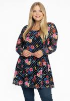 Yoek Tuniek wide bottom FLOWERDOT | Zwart | Maat 50/52