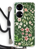 Botanical green sweet flower heaven: Huawei P50 Transparant Hoesje met koord