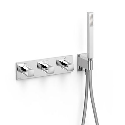 Douchekraan Tres B-System | Inbouw | Thermostaatkraan | Excl.Inbouwdeel | 3-weg | Rechthoek | Chroom