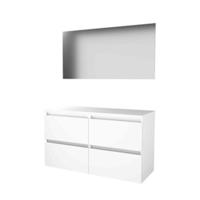 Basic-Line Ultimate 46 Badkamermeubelset - 120 x 46 cm - Greeploos - 4 Lades - Wastafelblad - Spiegel met Indirecte LED Verlichting - Ice White