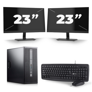 HP EliteDesk 800 G2 Tower - Intel Core i7-6e Generatie - 16GB RAM - 256GB SSD - Windows 11 + 2x 23 inch Monitor