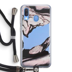 Roze stroom: Samsung Galaxy A40 Transparant Hoesje met koord