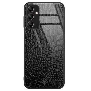 Samsung Galaxy A14 glazen hardcase - Croco zwart
