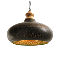 Hanglamp Ameera zwart/goud wood 53 cm