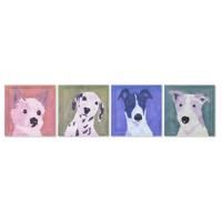 Schilderij Home ESPRIT Blauw Groen Oranje Stads 50 x 2 x 50 cm (4 Stuks)