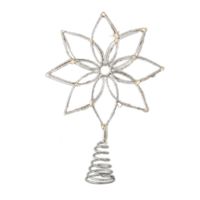 Kerstboom ster/bloem piek/topper met LED verlichting warm wit 27 cm met 20 lampjes   - - thumbnail