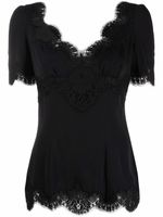 Dolce & Gabbana blouse bordée de dentelle à col v - Noir