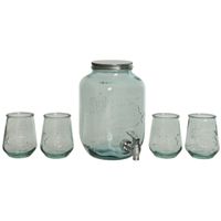 Giftbox met sap/limonade/water dispenser en 4x luxe drink glazen - thumbnail