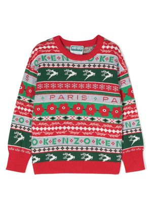 Kenzo Kids pull Holiday à motif en jacquard - Rouge
