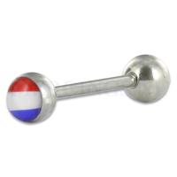Tongpiercing logo Nederlandse vlag 6 mm bal Tongpiercing logo Nederlandse vlag 6 mm bal