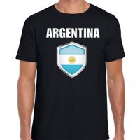 Argentinie vlag thema landen t-shirt - zwart - voor heren - Supporters kleding - korte mouwen