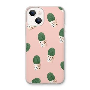 Cactusprint roze: iPhone 13 mini Transparant Hoesje