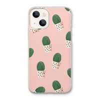 Cactusprint roze: iPhone 13 mini Transparant Hoesje